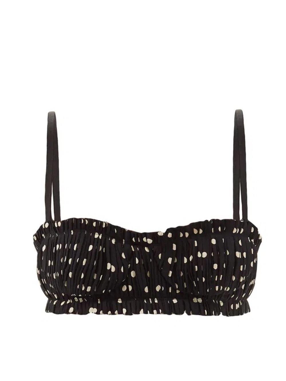 Khaite Indira Silk Georgette Bra Top black and creme polka dot size 2